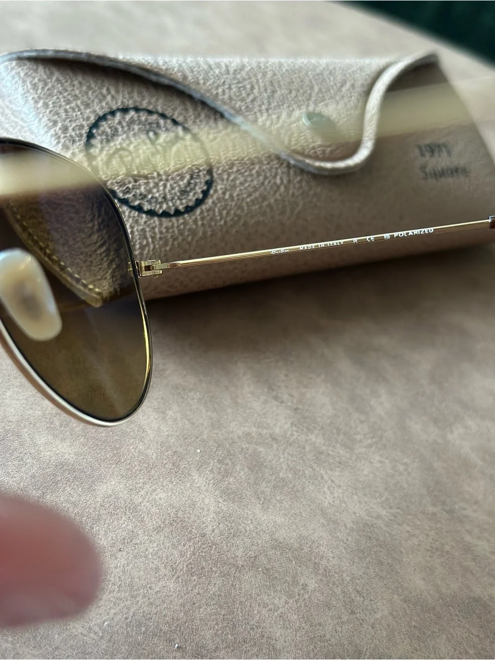 Ray-Ban Gold Aviator Sunglasses with Brown Polarized Lenses